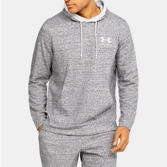 Under Armour Other - UNDER Armour Terry Cloth Long Sleeve Hoddie Size Medium Mens Grey Heathered
